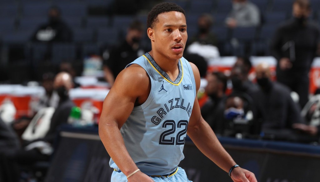 Nov 20, 2024; Memphis, Tennessee, USA; Memphis Grizzlies guard Desmond Bane (22) reacts during the second half against the Philadelphia 76ers at FedExForum. Mandatory Credit: Petre Thomas-Imagn Images  