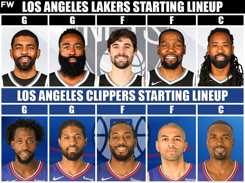 Nets Starting Lineup vs. Clippers Starting Lineup