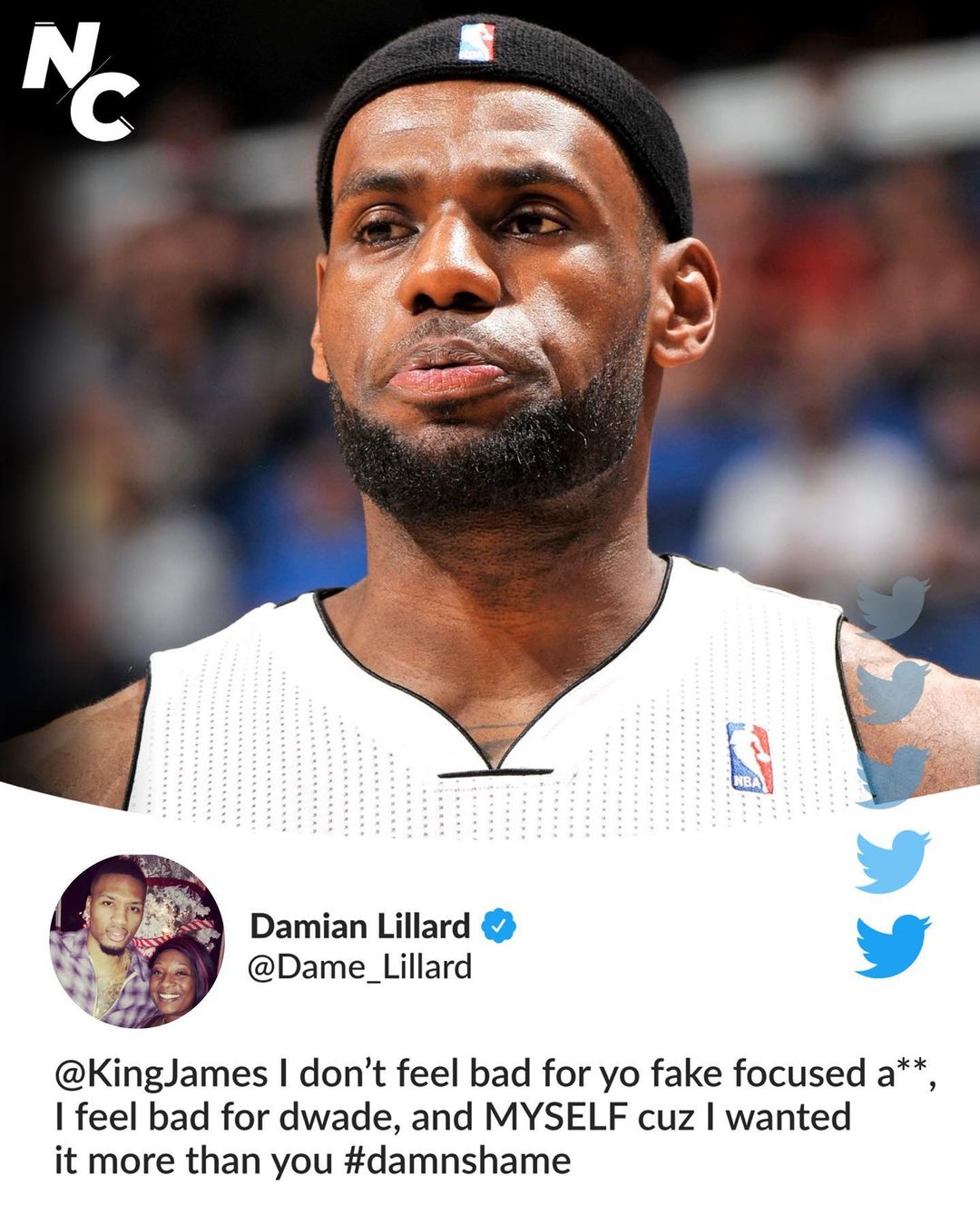 <em></figure>
<p>It seems like Dame was very disappointed in The King when the Heat couldn’t beat the Dallas Mavericks 10 years ago. He wasn’t happy about James’ performances and let it all out on Twitter.&nbsp;</p>
<p>10 years later, Dame finds himself in a position to join Bron and Anthony Davis in Los Angeles. If the Lakers somehow pulled off this move, they will be instant favorites to win the championship again.</p>
<p>Even though Dame has been loyal to his team all these years,&nbsp;<a href=