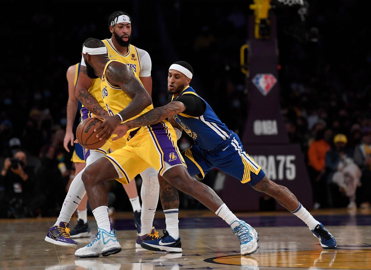 Dec 6, 2024; San Francisco, California, USA; Golden State Warriors guard Gary Payton II (0) saves the basketball from outbounds against the Minnesota Timberwolves during the fourth quarter at Chase Center. Mandatory Credit: Neville E. Guard-Imagn Images  