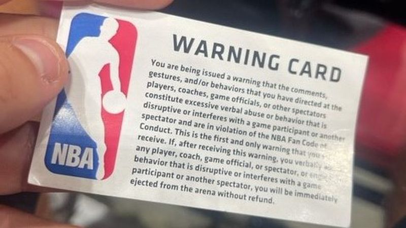 Dylan Rainey's warning card