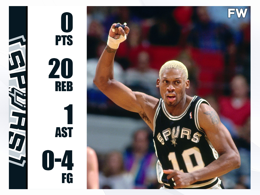 Dennis Rodman - 0 Points, 20 Rebounds, 1 Assist, 0-4 FG