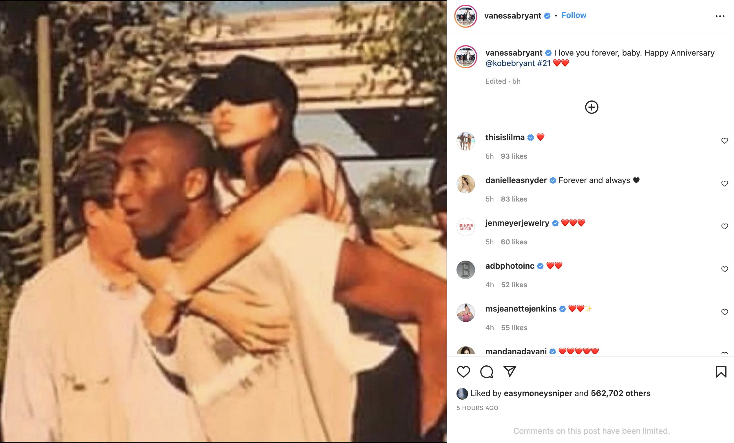 Vanessa Bryant Sends Heartfelt Message To Kobe On 21st Wedding Anniversary