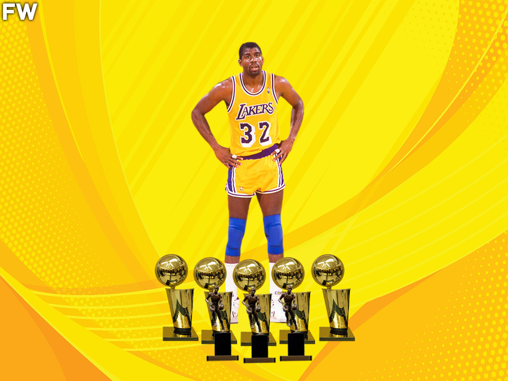 Magic Johnson - 5 Championships, 3 MVP Awards
