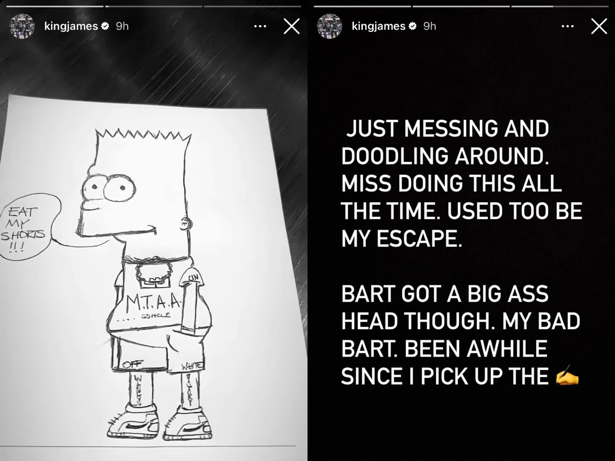 LeBron James Shares How He Draws Bart Simpson, Showing One Of His Lesser Known Talents On His Instagram Story