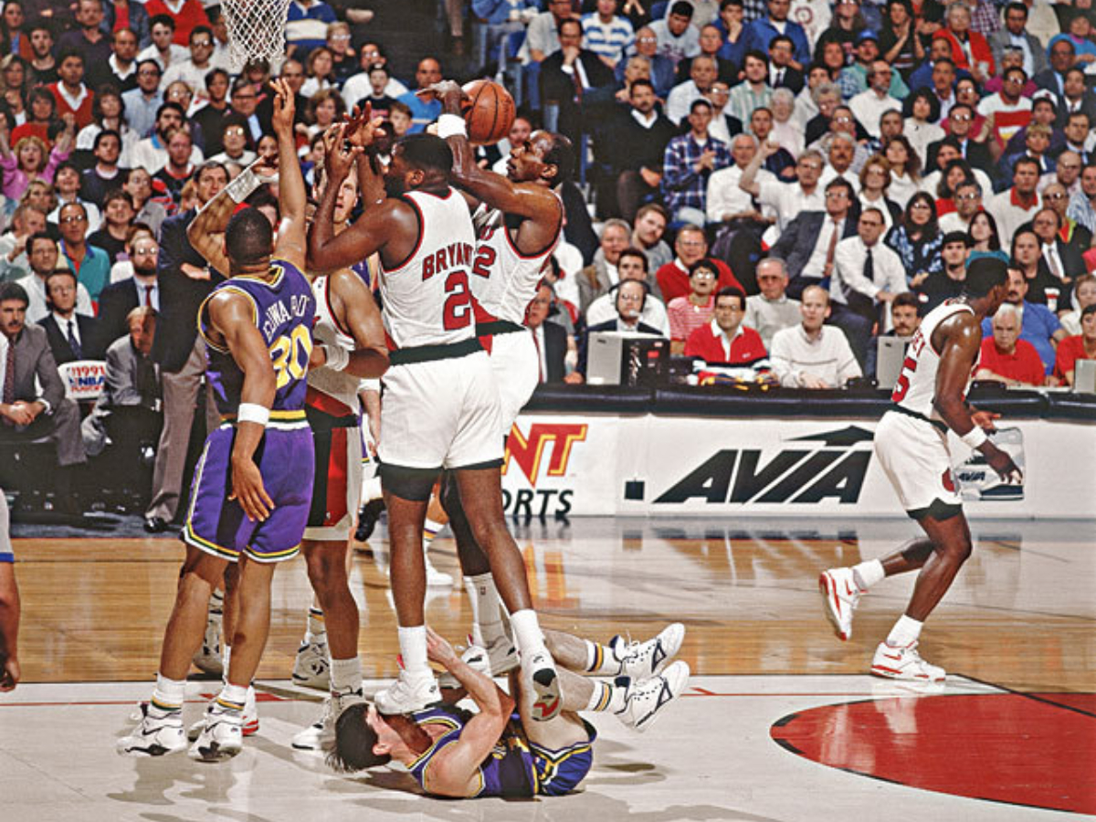 Mark Bryant Stepped Directly On John Stockton's Face During A 1991 Utah Jazz vs. Portland Trail Blazers Game