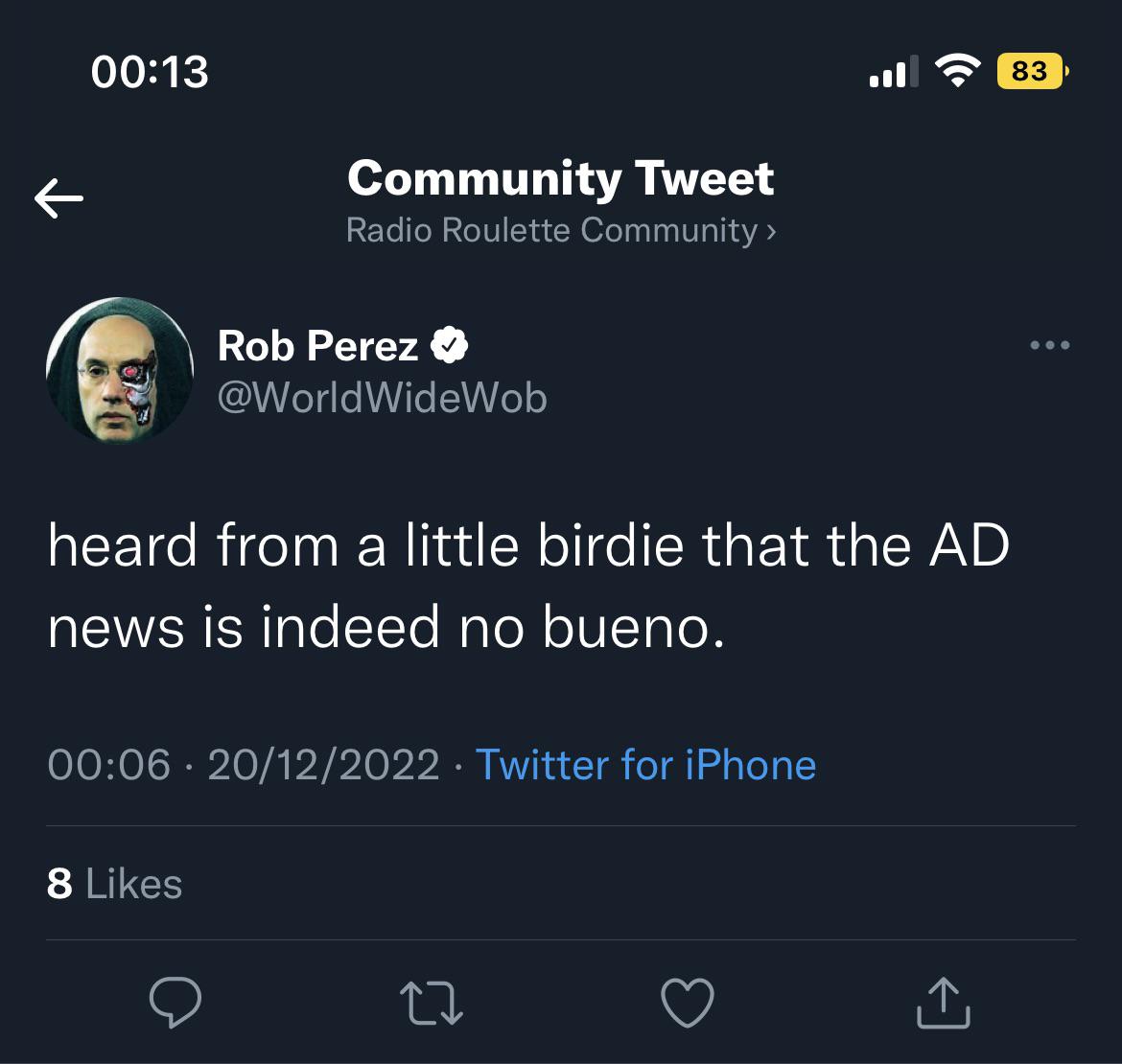 Rob Perez's tweet