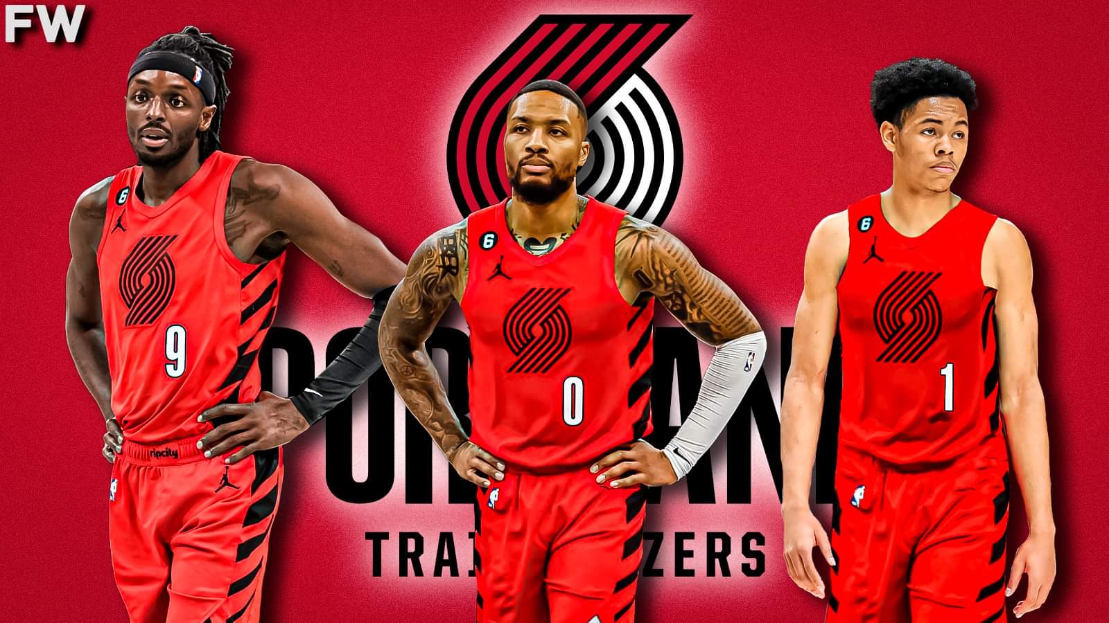Jerami Grant, Damian Lillard, and Anfernee Simons