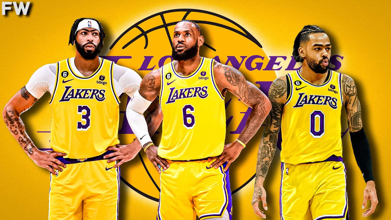 Anthony Davis, LeBron James, and D'Angelo Russell