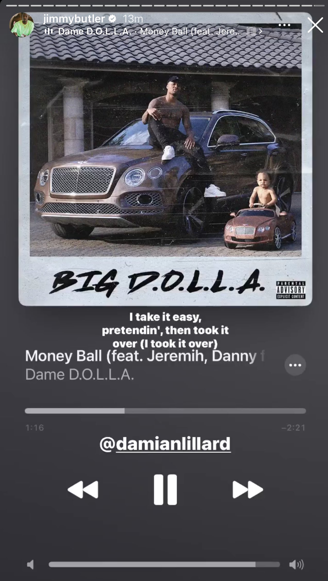 Jimmy Butler's Instagram story