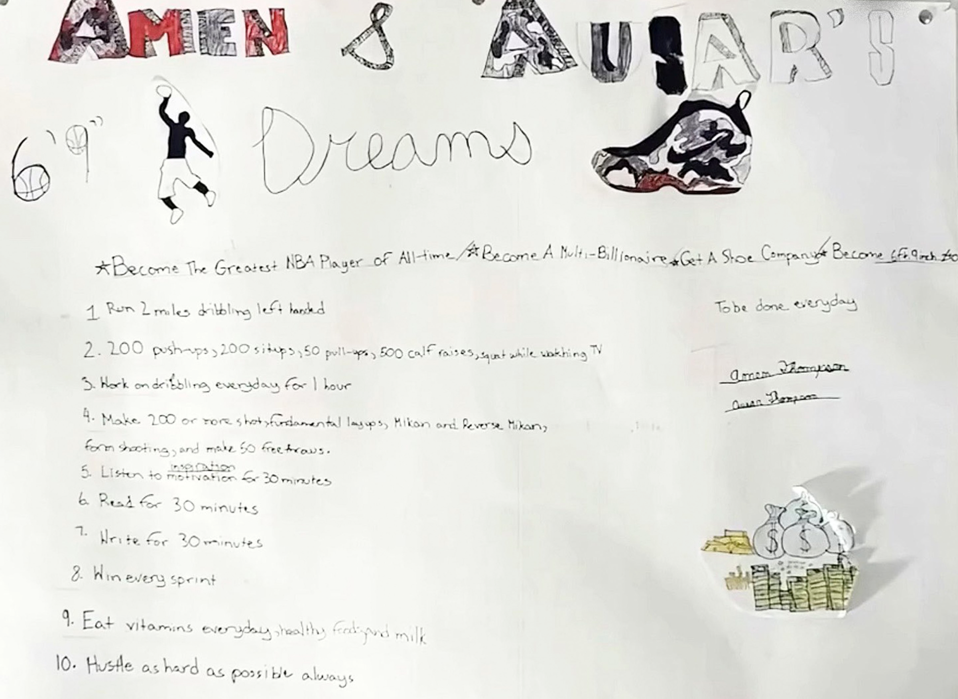 Amen And Ausar Thompson Made A Dream Board When They Were 9 Years Old: "Become Greatest NBA Player Ever, Multi-Billionaires, Get A Shoe Company..."
