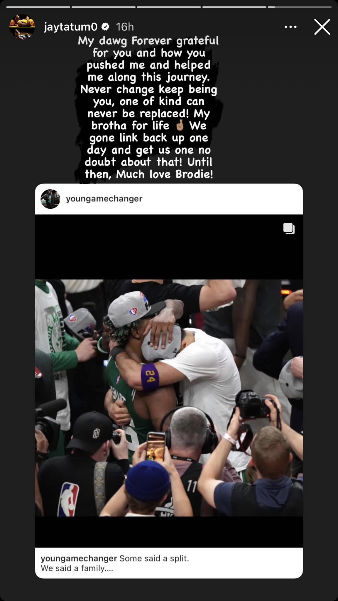 Jayson Tatum's Instagram story