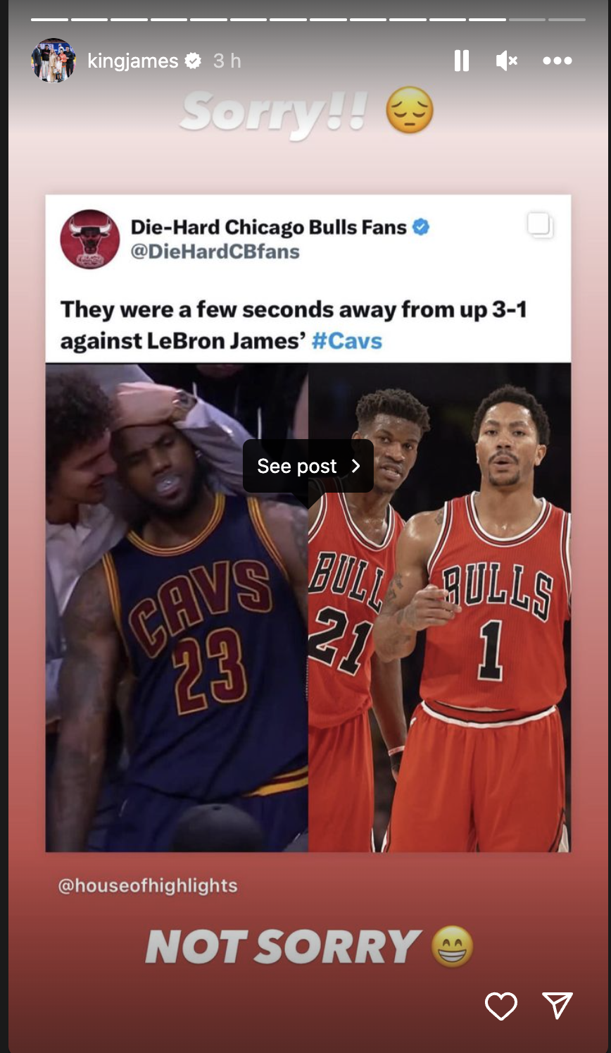 LeBron James Hilariously Reacts To The Bulls Almost Having A 3-1 Record Against The Cavaliers In The 2015 NBA Playoffs