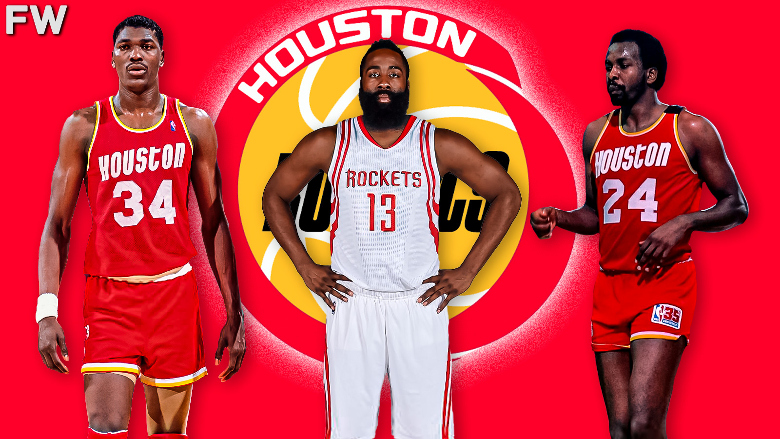 Hakeem Olajuwon, James Harden, Moses Malone - Houston Rockets Big 3