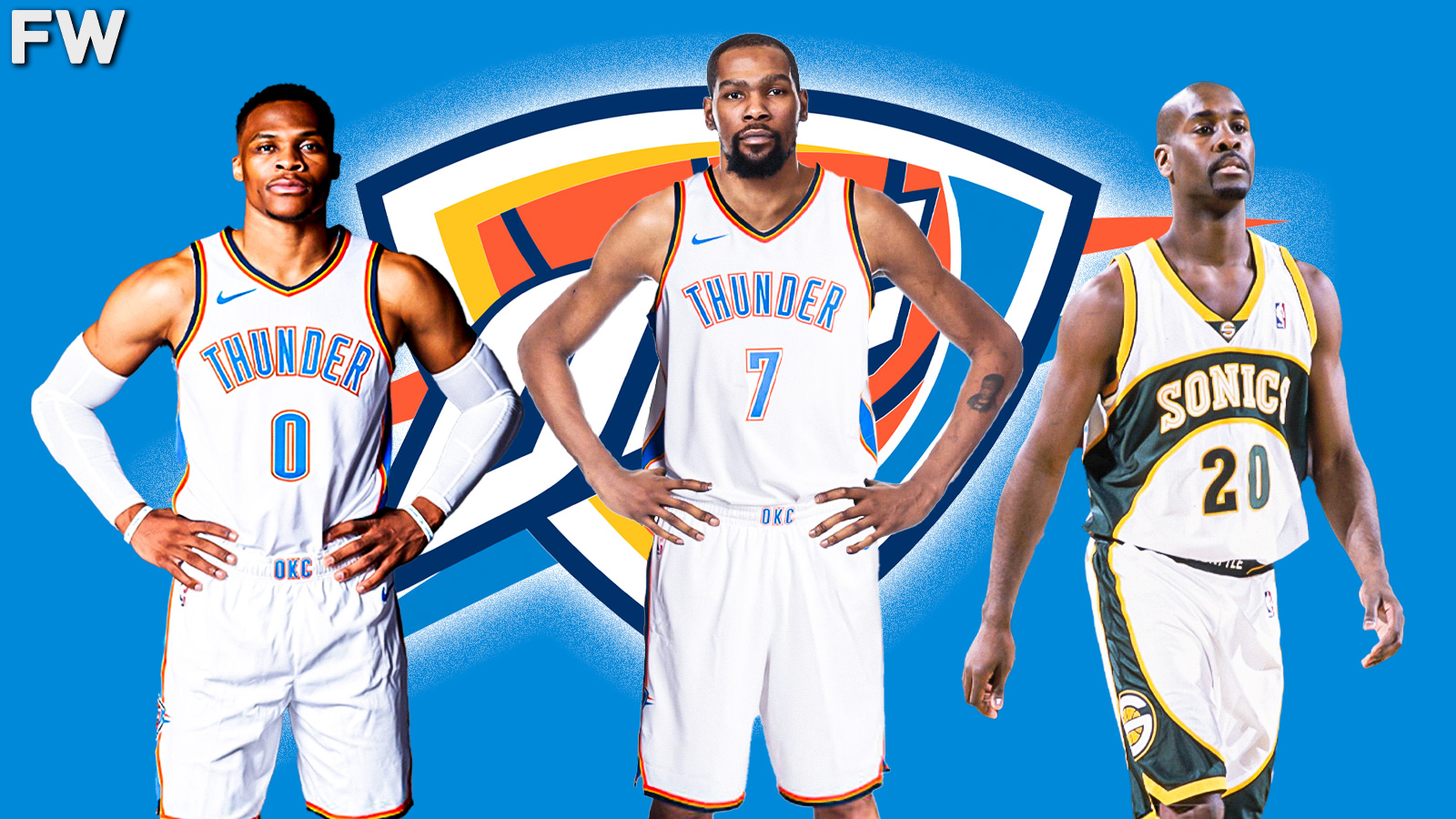 Russell Westbrook, Kevin Durant, Gary Payton - Oklahoma City Thinder Big 3