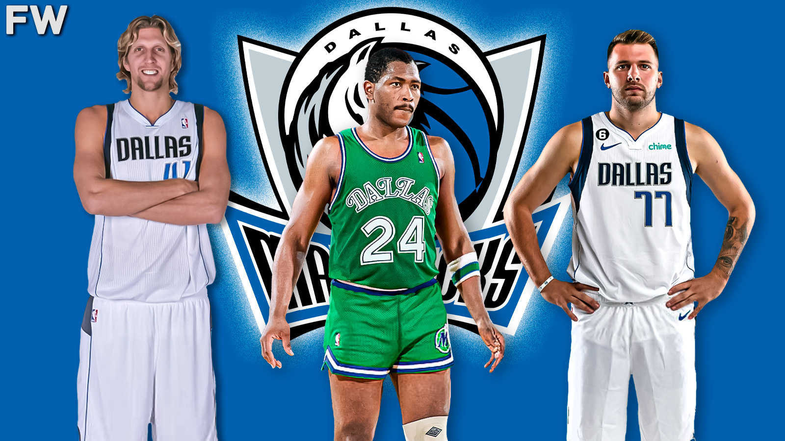 Dirk Nowitzki, Mark Aguirre, Luka Doncic - Dallas Mavericks Big 3