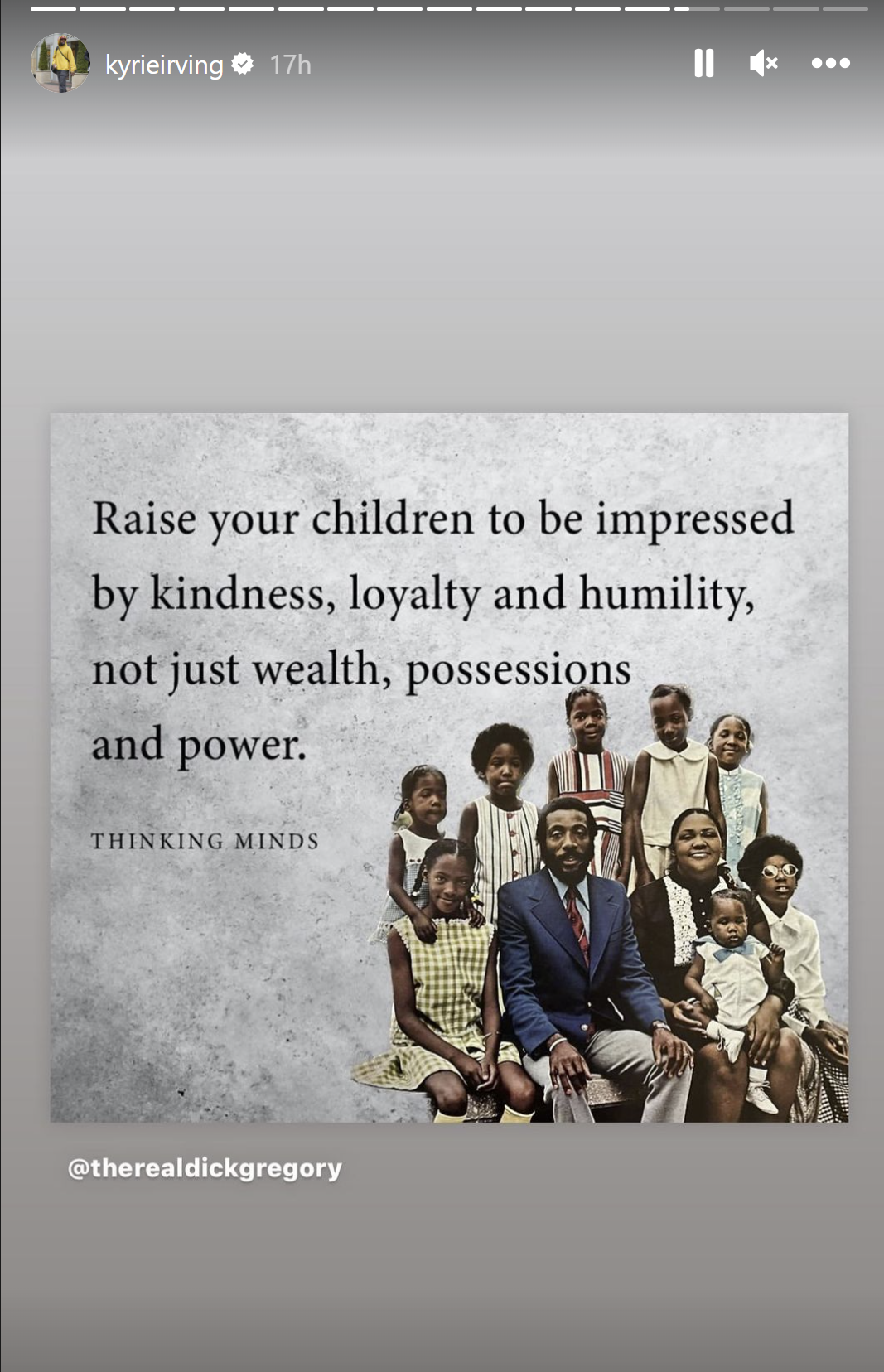 Kyrie Irving: "Raise Your Children To Be Impressed By Kindness, Loyalty And Humility, Not Just Wealth, Possessions And Power"