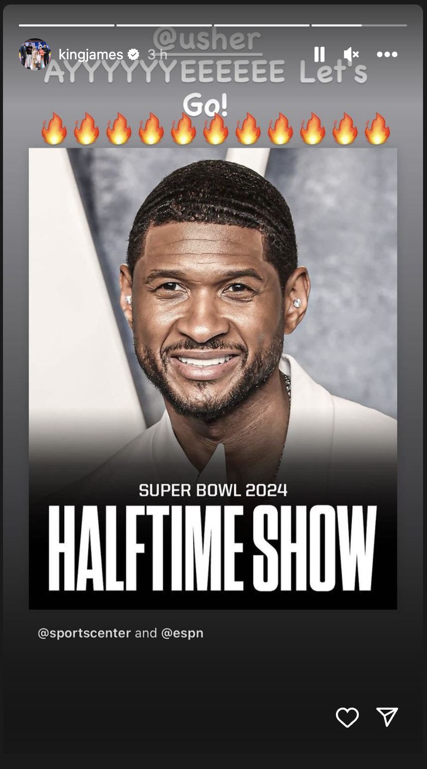 LeBron James Shows His Excitement After Usher's Super Bowl Announcement