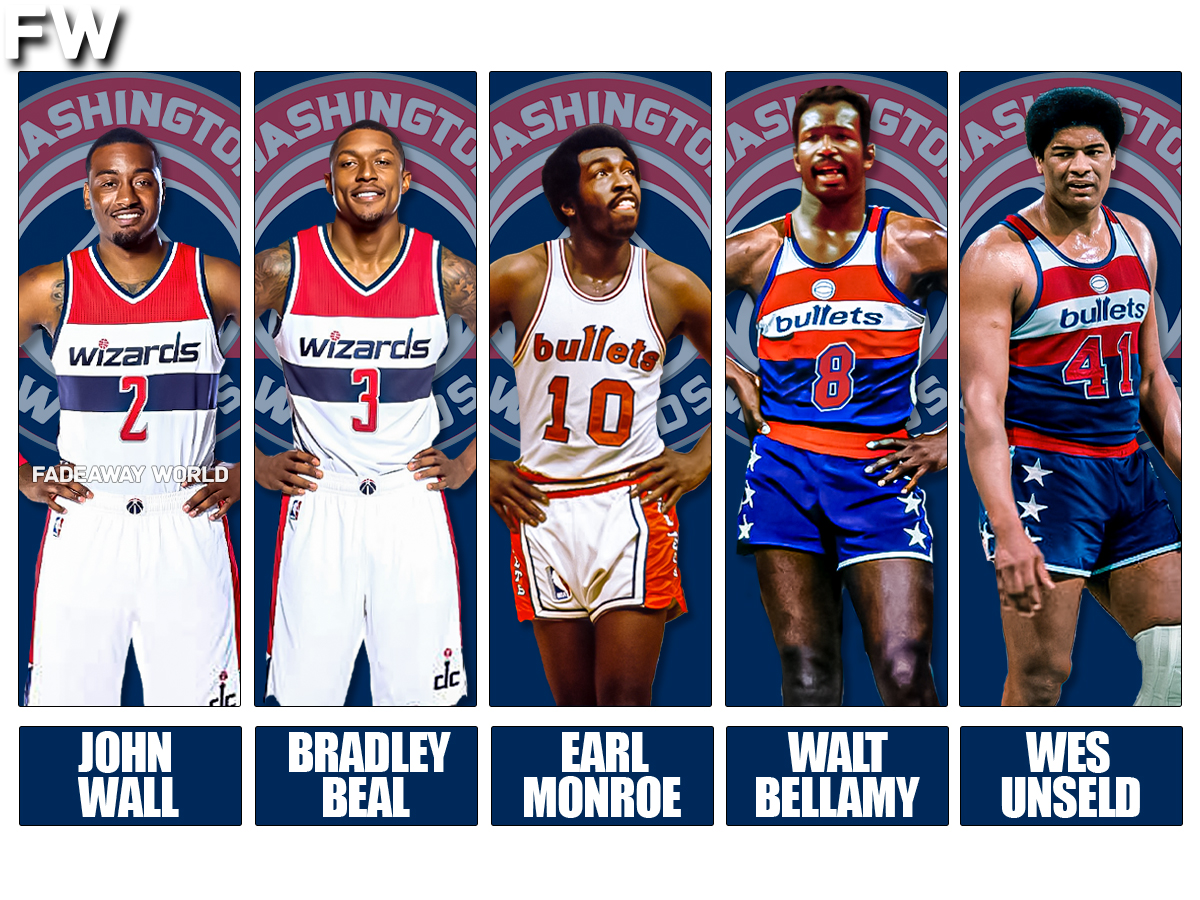 John Wall, Bradley Beal, Earl Monroe, Walt Bellamy, Wes Unseld