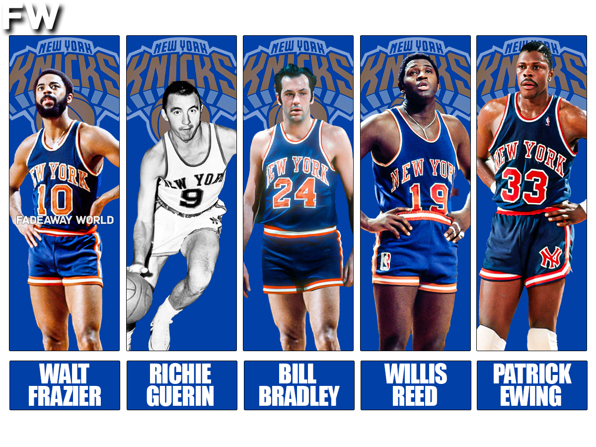 Walt Frazier, Richie Guerin, Bill Bradley, Willis Reed, Patrick Ewing