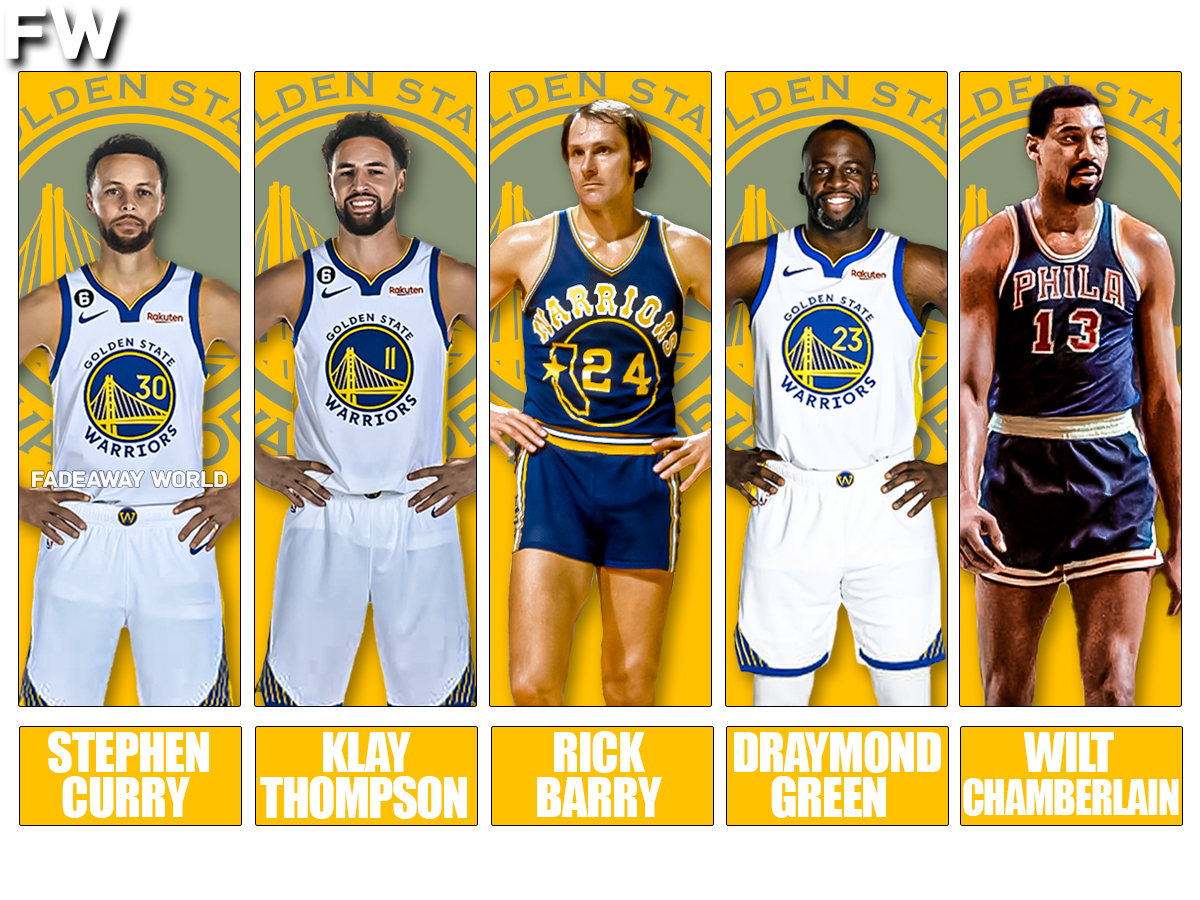 Stephen Curry, Klay Thompson, Rick Barry, Draymond Green, Wilt Chamberlain