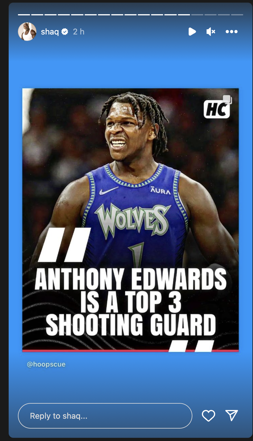 Shaquille O'Neal Believes Anthony Edwards Is A Top 3 Shooting Guard In The League