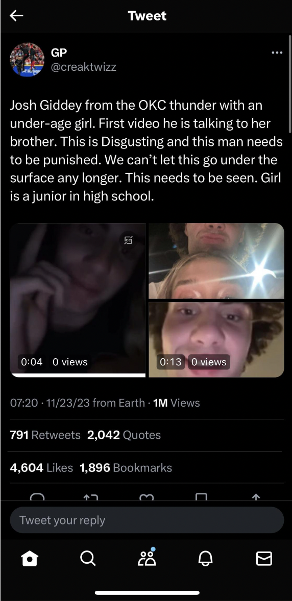 Anonymous Person Accuses Josh Gidey Of Dating An Under-Age Girl Who Is Still In Junior High School