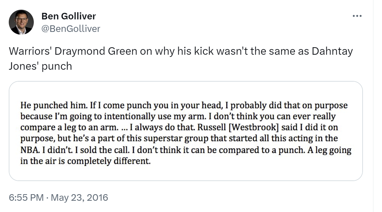 Draymond Green On Why His Kick Wasn't Same As Dahntay Jones' Punch