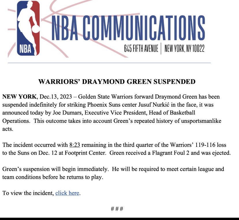 Draymond Green Suspended