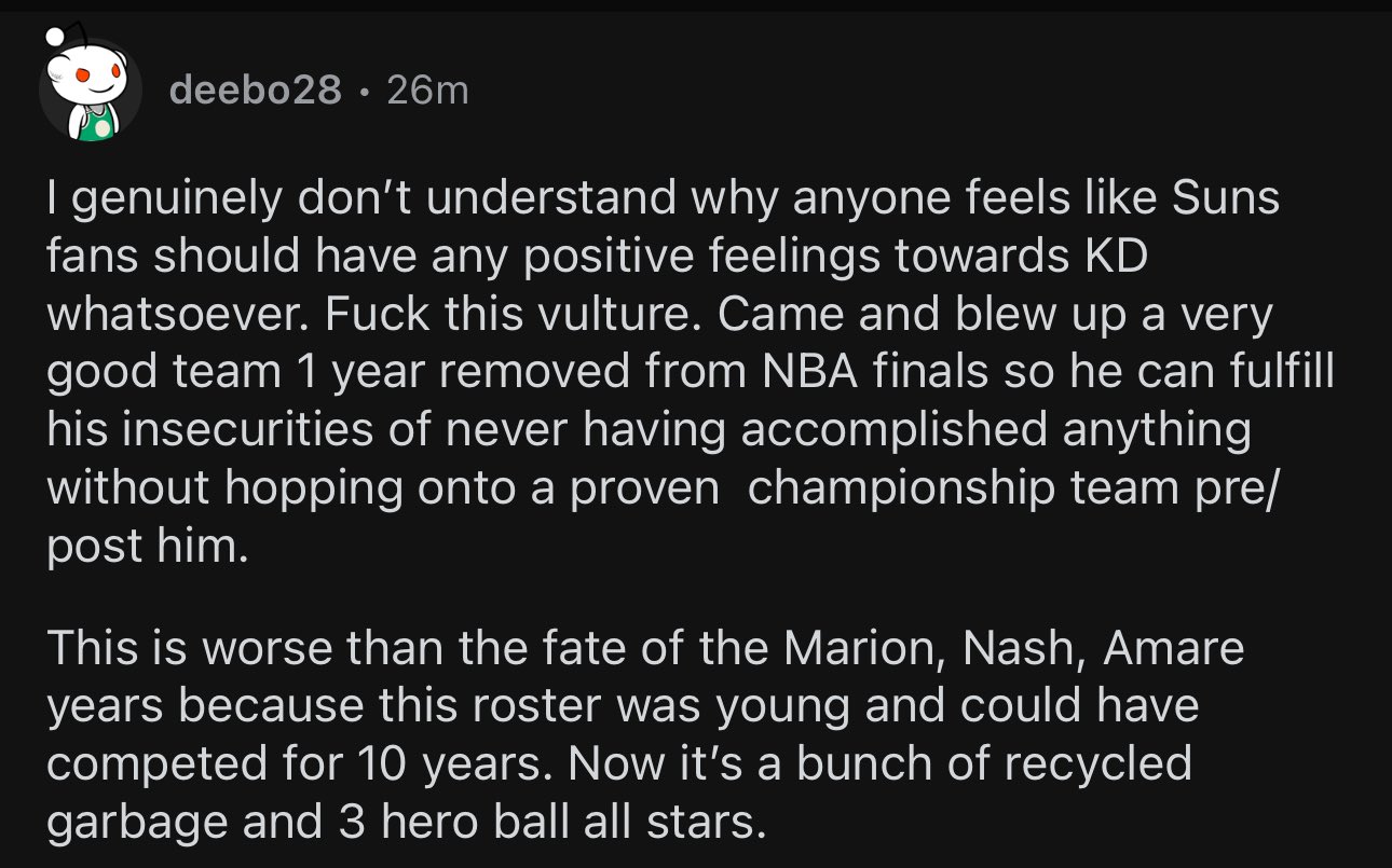 Phoenix Suns Fans Turn Against Kevin Durant On Reddit