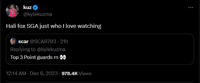 Kuzma's top three point guards.
