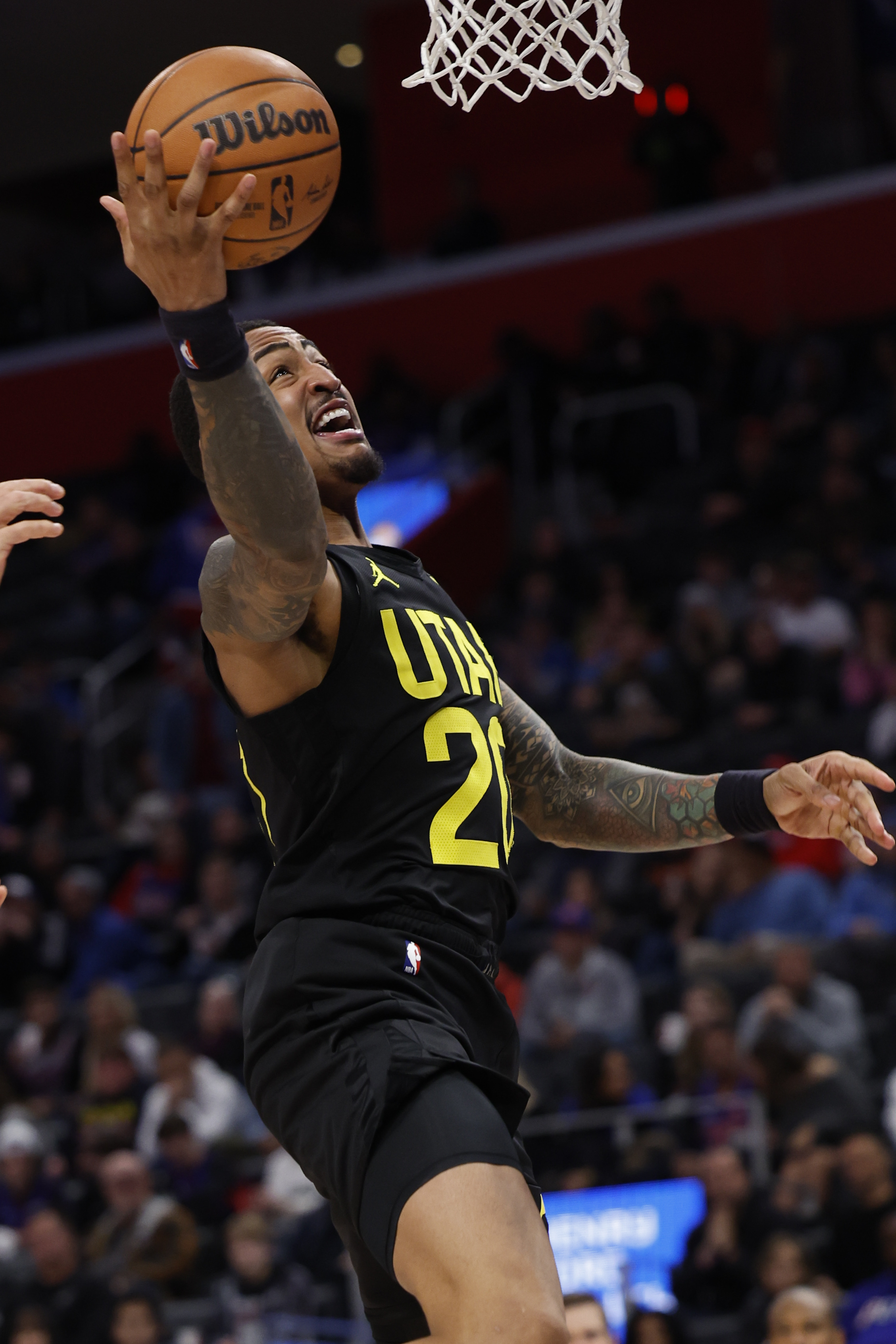 <em></figure>
<p><strong>Season Statistics: 14.3 PPG, 8.2 RPG, 0.8 APG, 0.7 SPG, 1.0 BPG</strong></p>
<p>John Collins, despite being an active forward with scoring and rebounding abilities, finds himself as the highest-paid player on the Jazz. However, he is not considered the team’s best player, ranking behind Lauri Markkanen, Walker Kessler, and Collin Sexton, among others. </p>
<p>Collins is reportedly included in trade discussions, partly due to his significant contract, which is set at $26,580,000 for the next season and includes a player option for $26,580,000 in 2026. Collins’s contract becomes crucial as the Jazz explore potential trade scenarios to optimize their lineup and financial flexibility going forward. </p>
<hr>
<h2>Washington Wizards – Jordan Poole ($27,955,357)</h2>
<figure><img decoding=