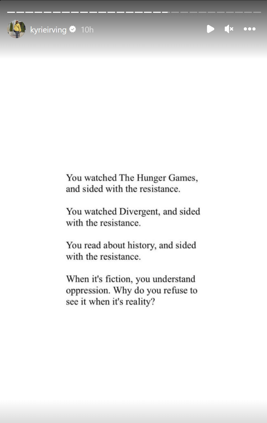 Kyrie Irving shares his thoughts about resistance