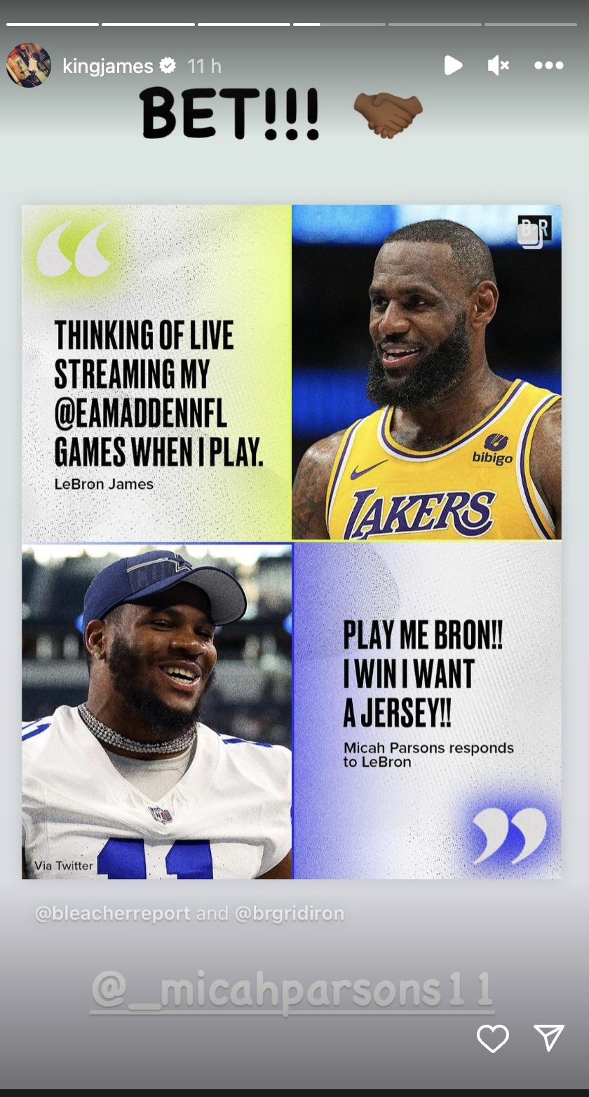 LeBron James Accepts Micah Parsons Madden Challenge With Lakers Jersey At Stake