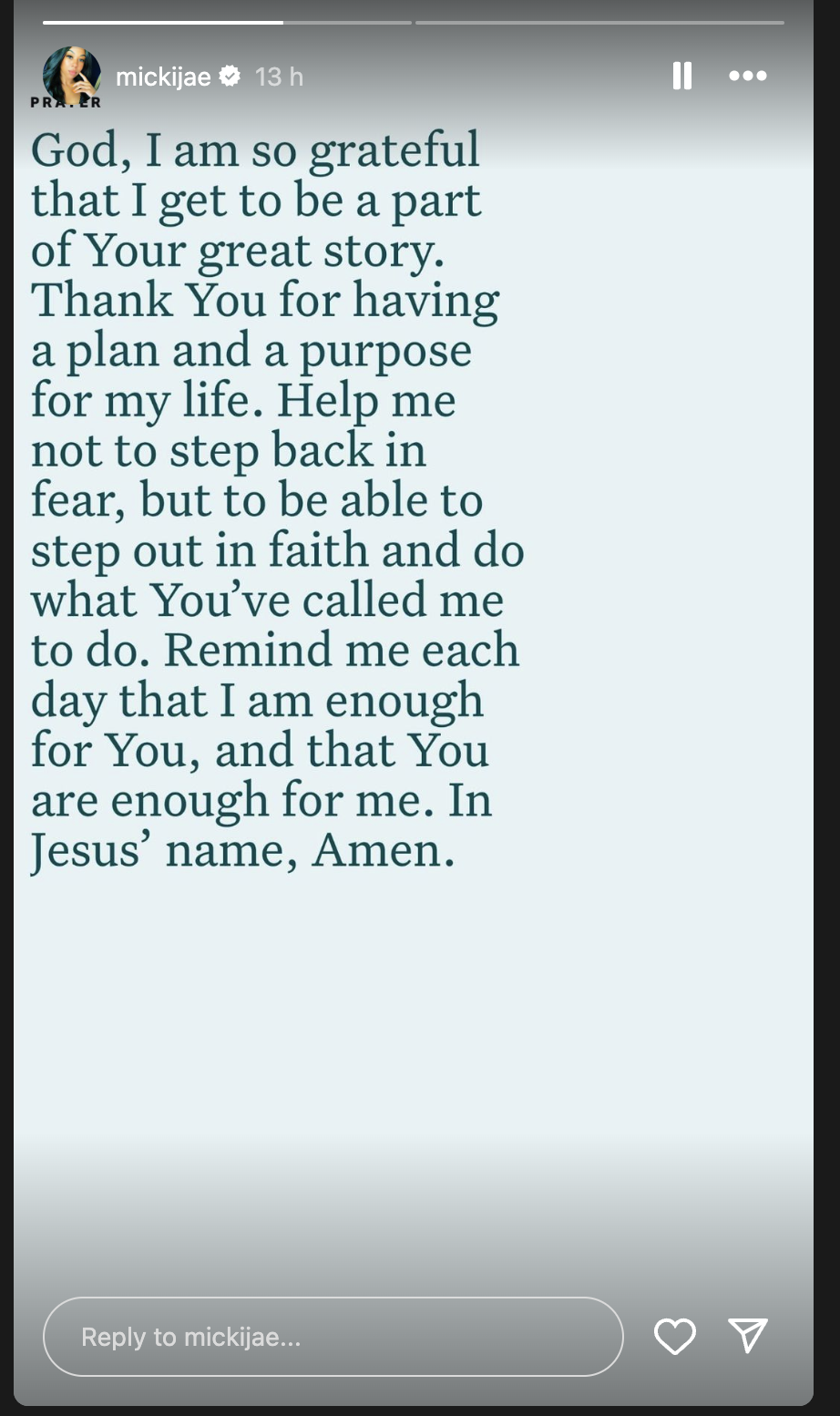 Jasmine Jordan Sends A Grateful Message To The God: "Thank You For Having A Plan And A Purpose For My Life"