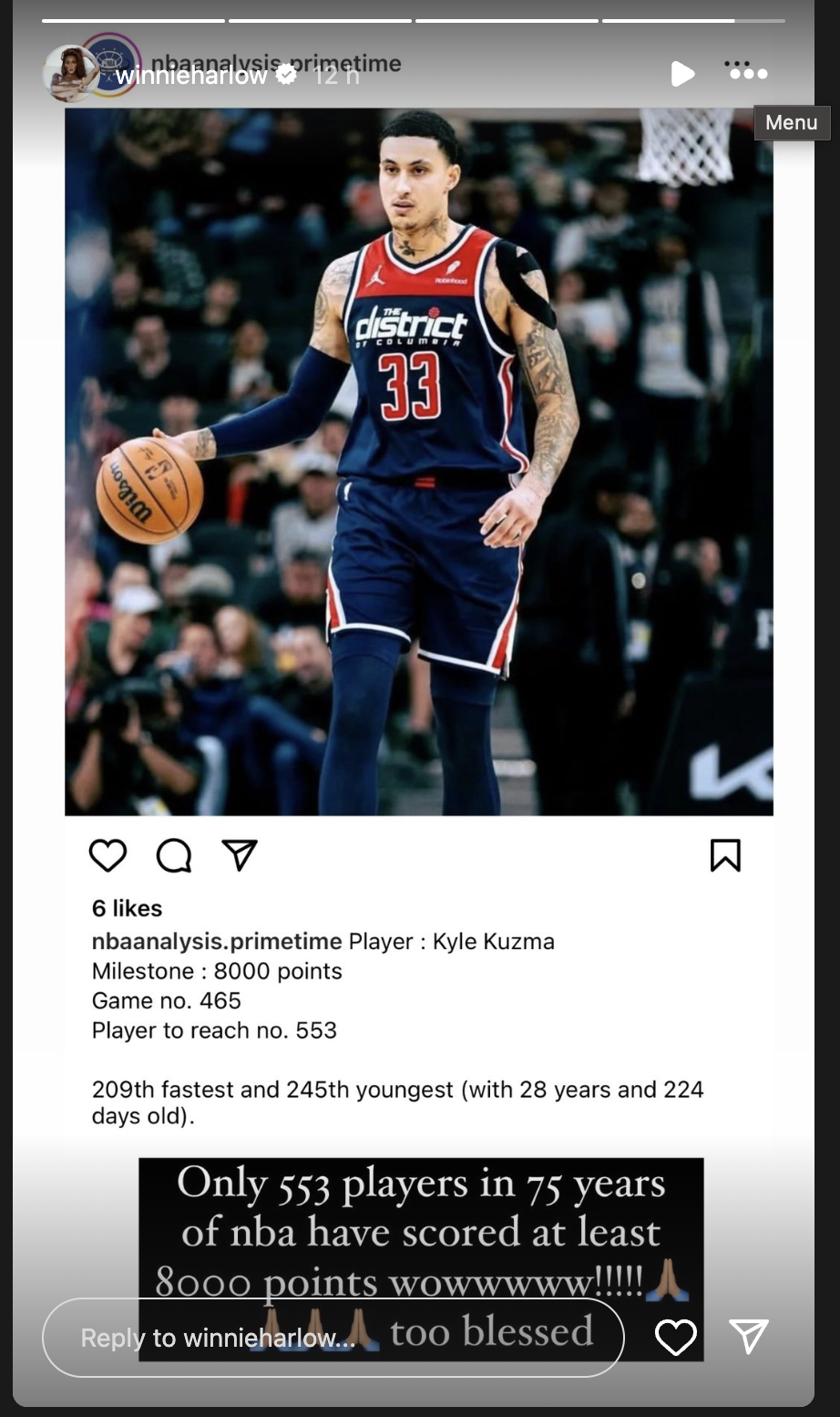 Winnie Harlow Praises Her Boyfriend Kyle Kuzma For Scoring 8K Career Points: "Only 553 Players In 75 Years"