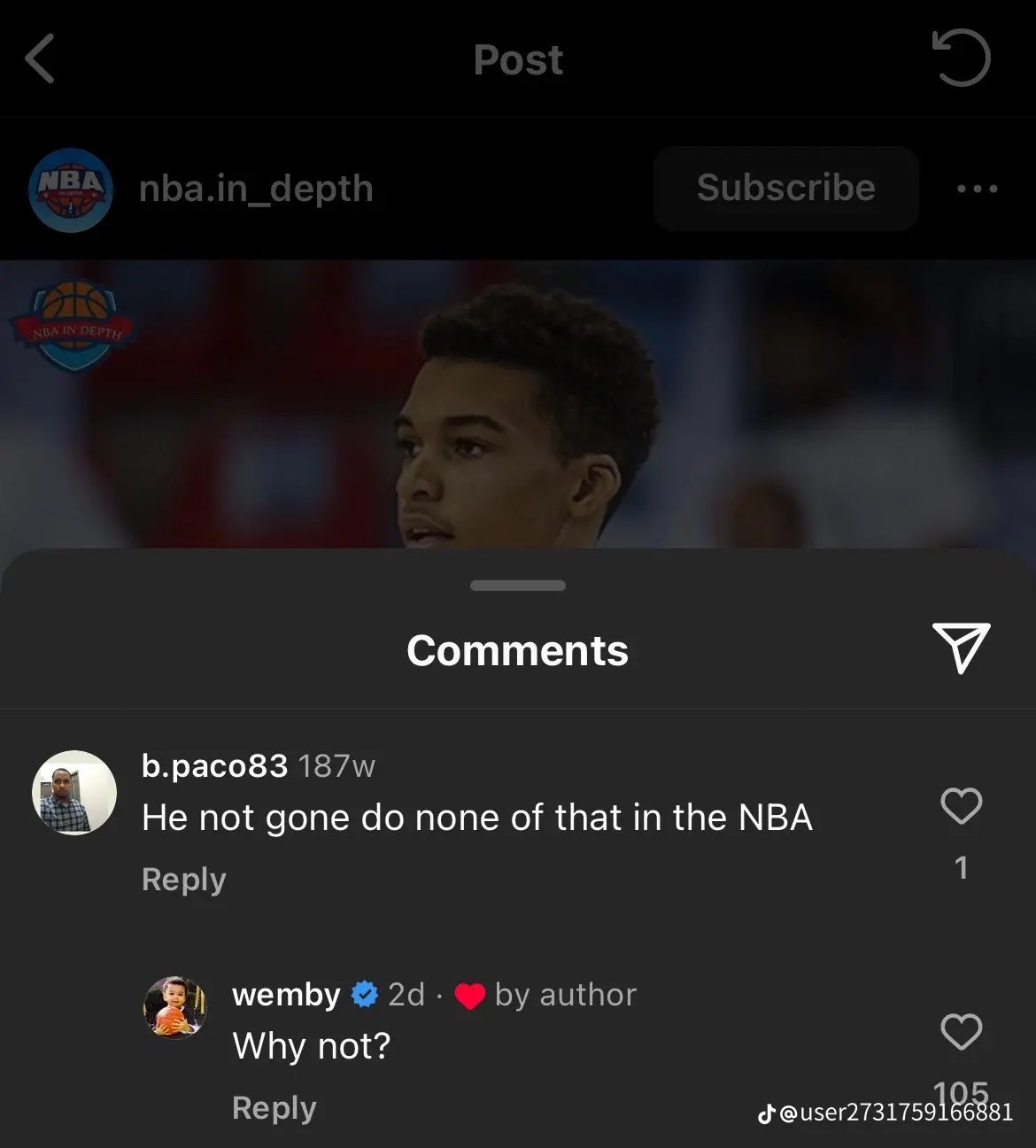 Victor Wembanyama IG