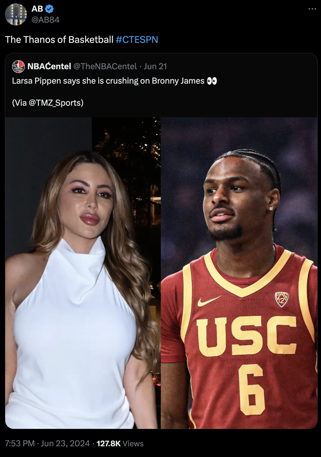 Antonio Brown Falls Prey To Fake Post Claiming Larsa Pippen Has A Crush On Bronny James