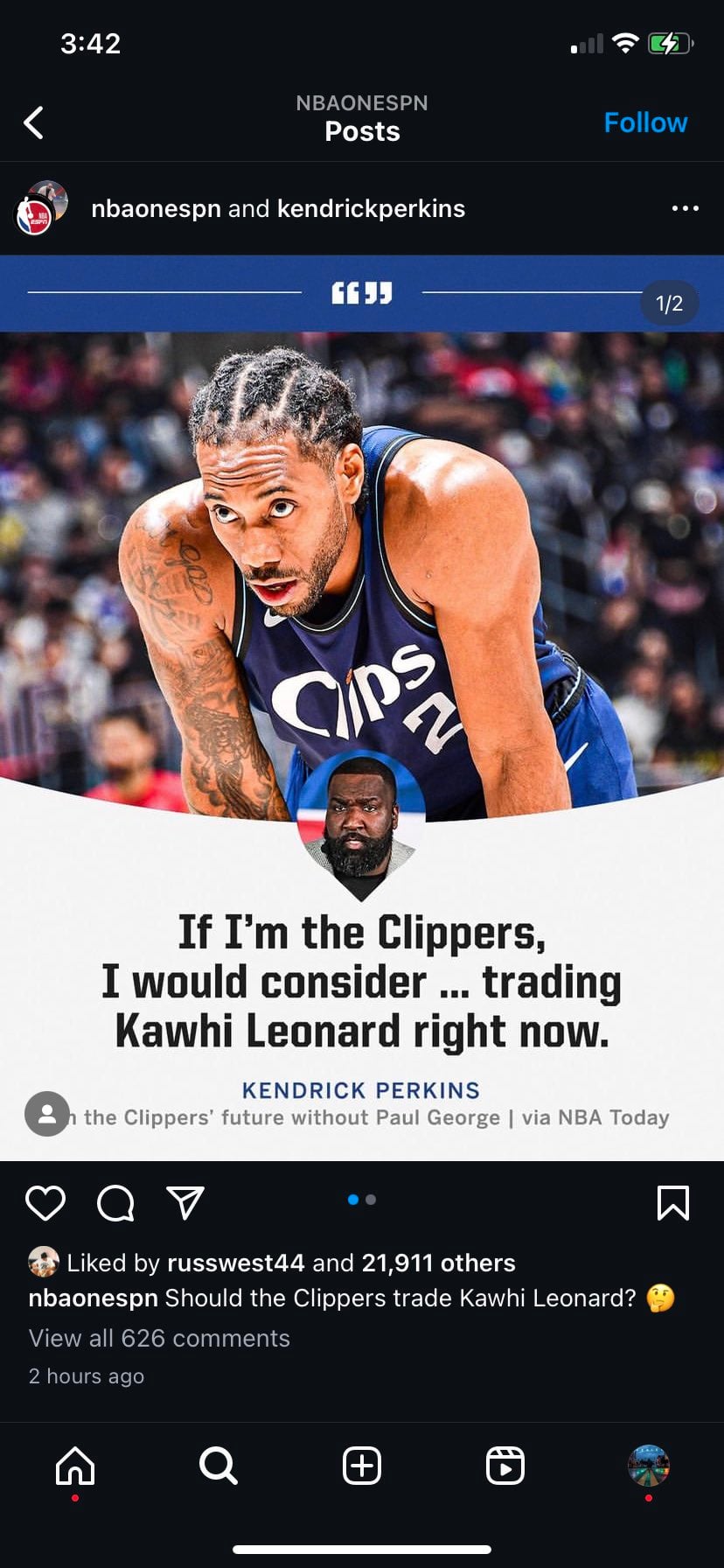 Russell Westbrook Caught Liking Posts That Clippers Should Trade Kawhi Leonard