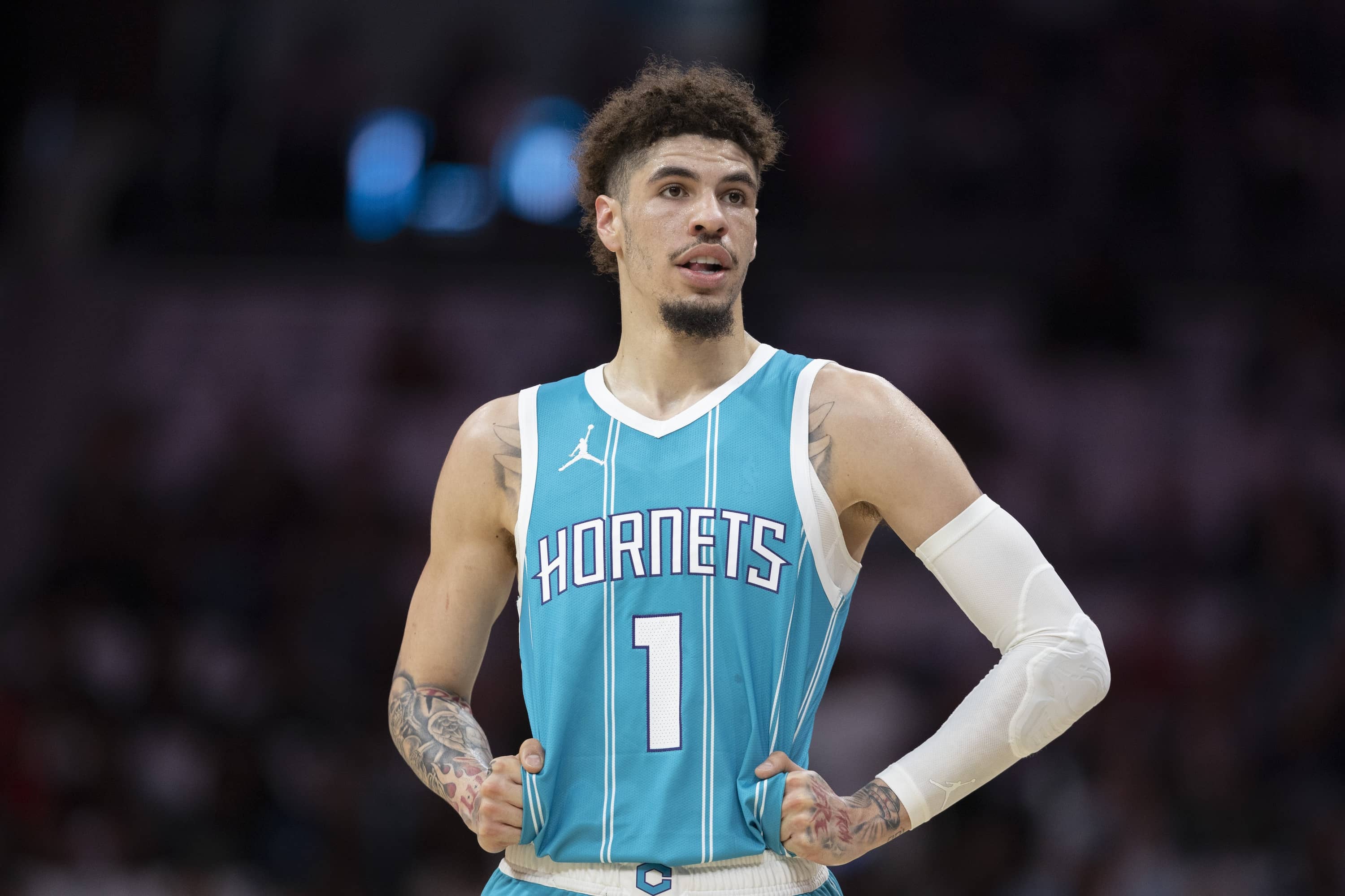 Charlotte Hornets guard LaMelo Ball (1) celebrates after he makes a three-point basket against the Orlando Magic during the first quarter at Kia Center. Mandatory Credit: Kim Klement Neitzel-Imagn Images