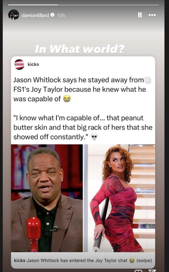 Damian Lillard Mocks Jason Whitlock's Comments On Joy Taylor