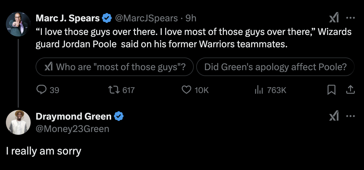 Draymond Green Issues A Heartfelt Apology To Jordan Poole After Touching Statement