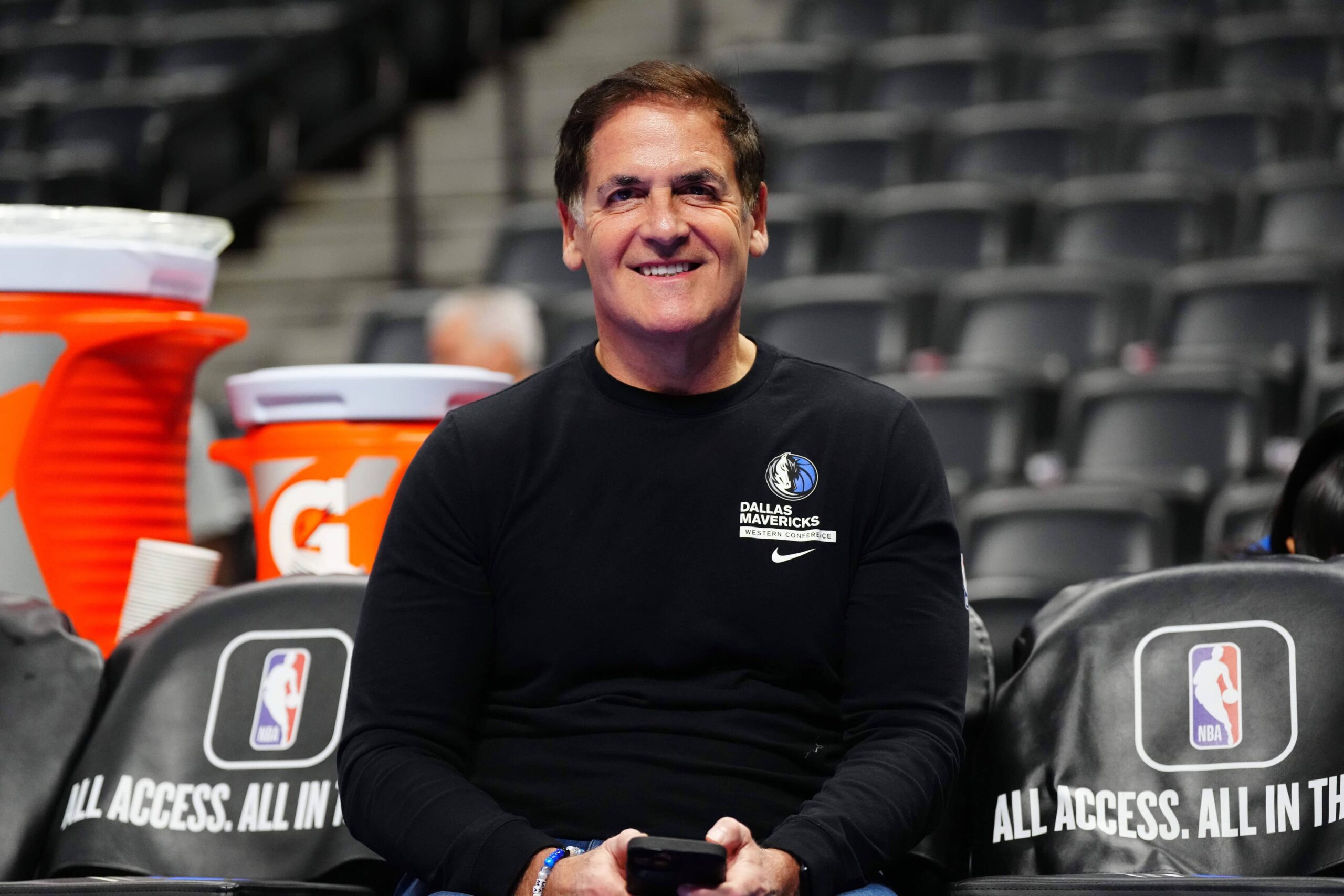Dallas Mavericks owner Mark Cuban before the game against the Denver Nuggets at Ball Arena.