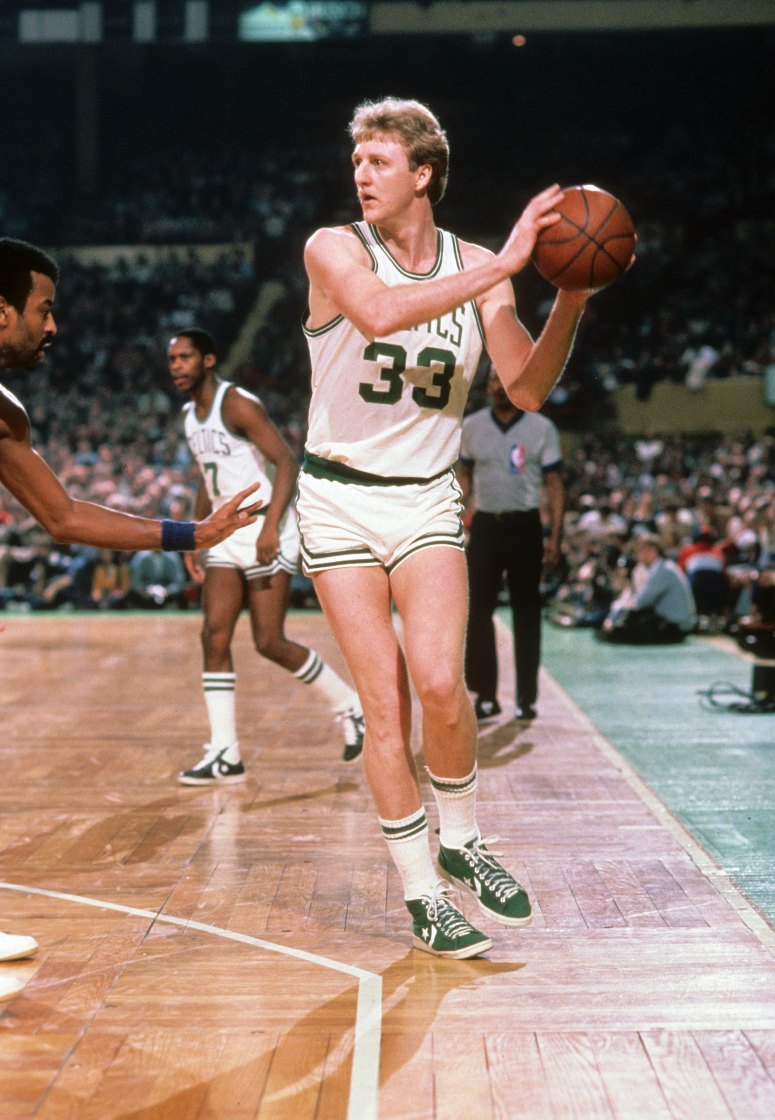 Unknown date; Boston, MA, USA; FILE PHOTO; Boston Celtics forward Larry Bird (33) in action at the Boston Garden. Mandatory Credit: Dick Raphael-Imagn Images  