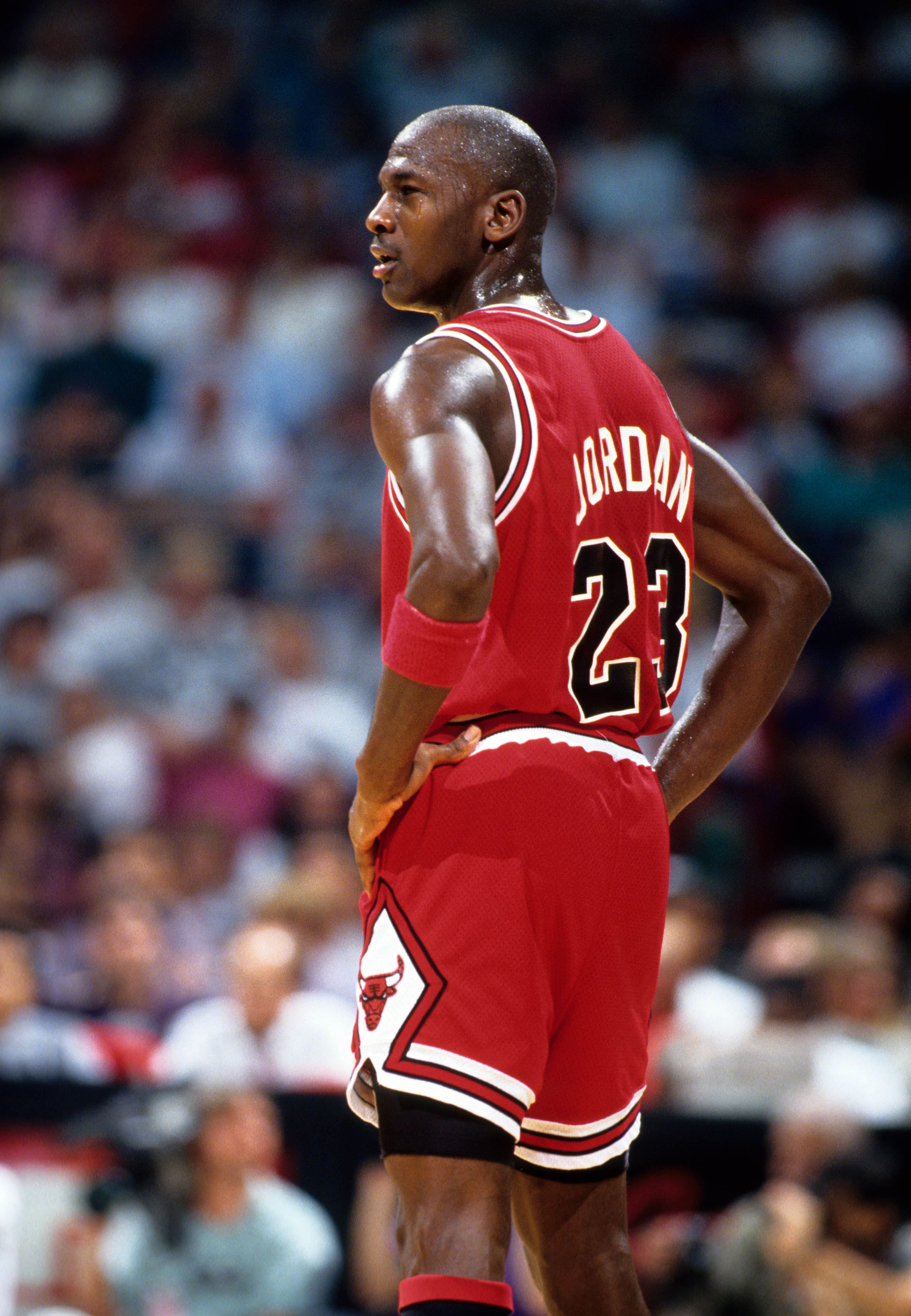 Jan 16, 1991; Orlando, FL, USA; FILE PHOTO; Chicago Bulls guard Michael Jordan (23) in action against the Orlando Magic at the Orlando Arena. Mandatory Credit: Imagn Images  