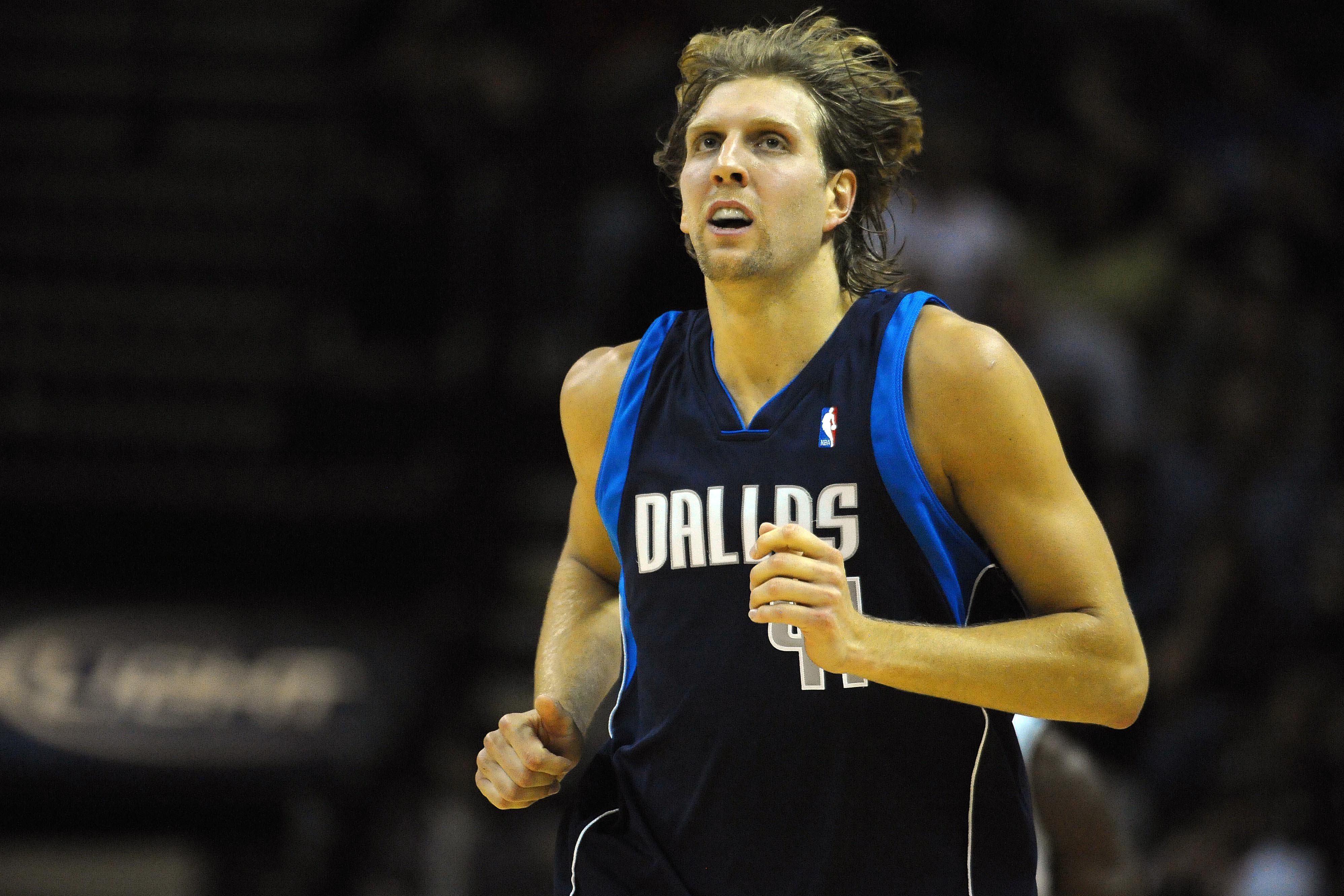 Nov 11, 2009; San Antonio, TX, USA; Dallas Mavericks forward Dirk Nowitzki (41) in a game against the San Antonio Spurs during the first quarter at the AT&T Center. Mandatory Credit: Brendan Maloney-Imagn Images  