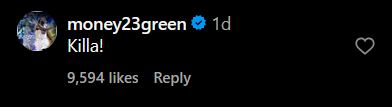 Draymond Green's comment on Klay Thompson's post.