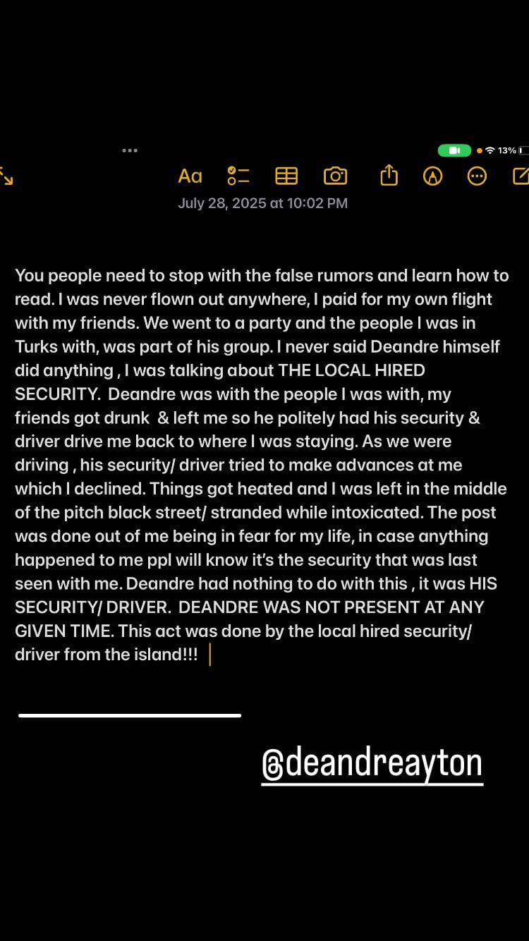 IG Model Denies Deandre Ayton Is Involved After His Security Left Her Outside Of Nowhere Because She Didn't Want To Have Sex With Him