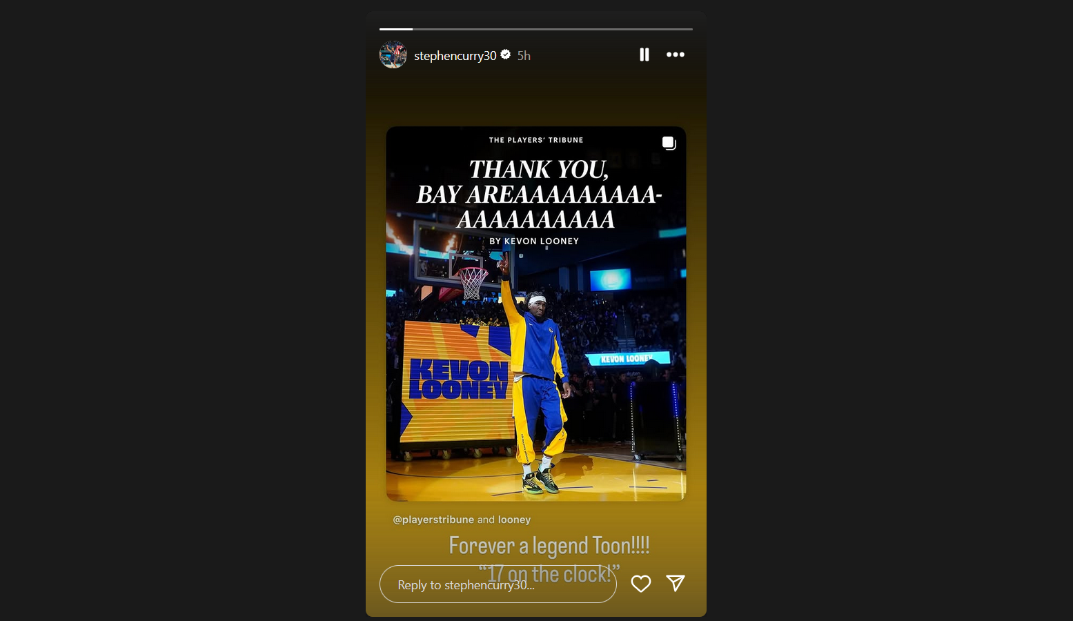 Stephen Curry's message to Kevon Looney after he leaves the Warriors.