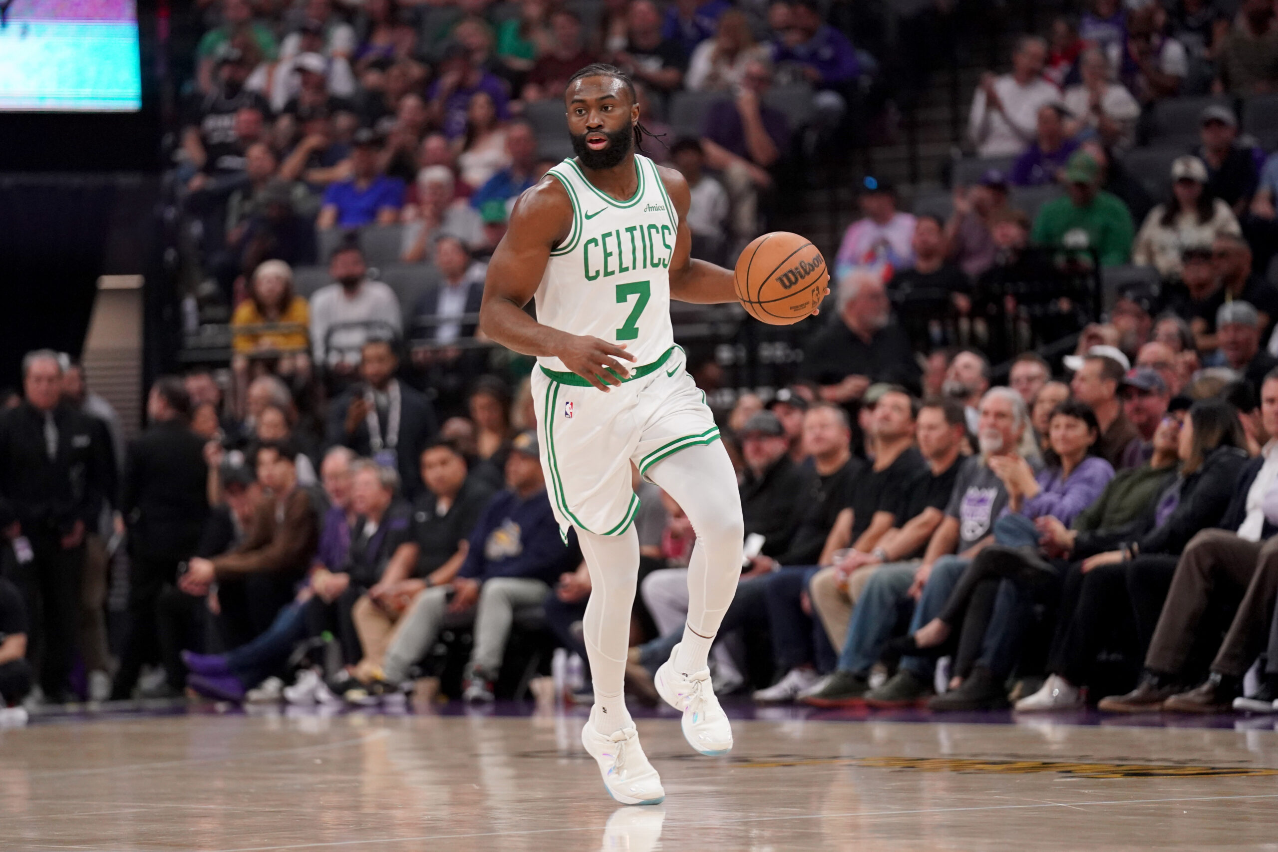 Jaylen Brown in action against the Sacramento Kings.